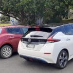 EVs Nissan Leaf in white and red